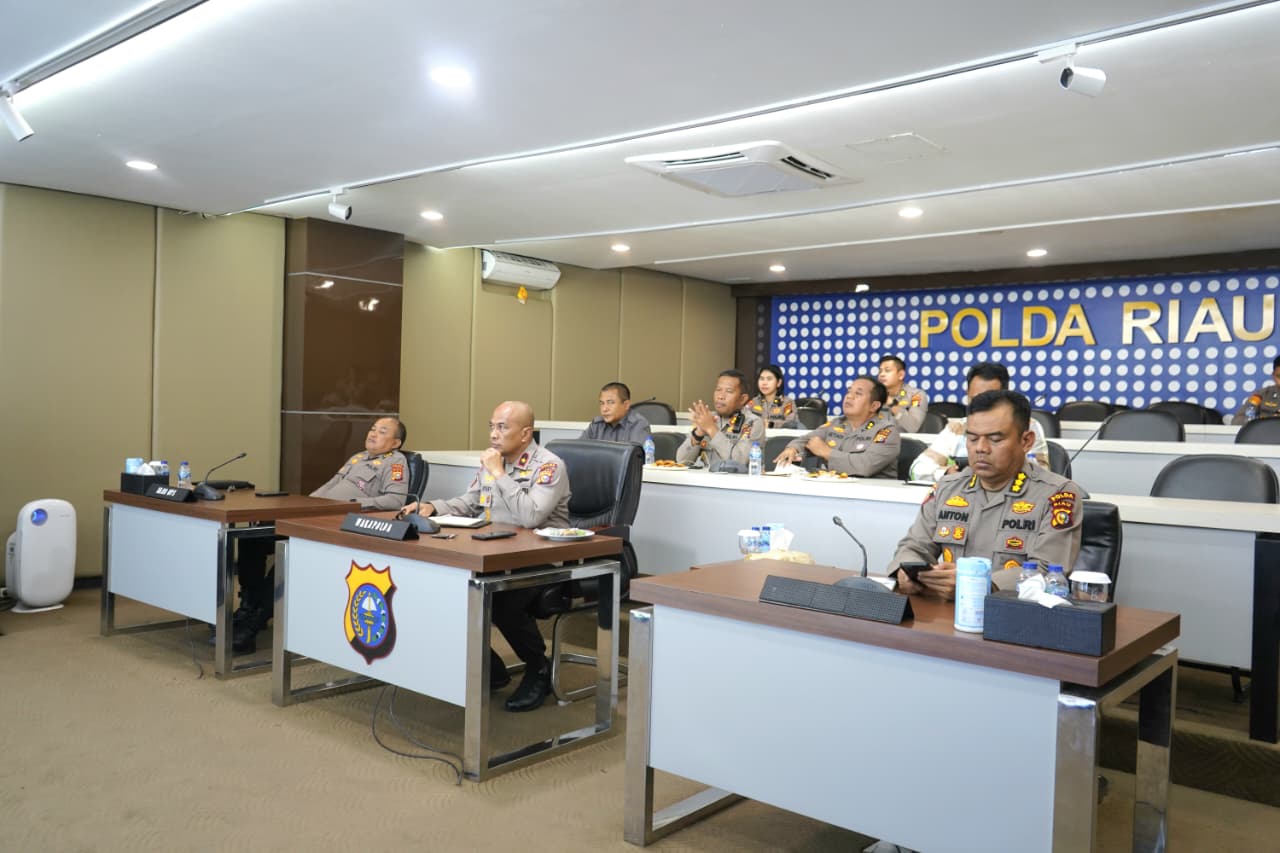 Polda Riau Ikuti Vicon Kesiapan Pembentukan Studi Kepolisian dan Universitas Kepolisian