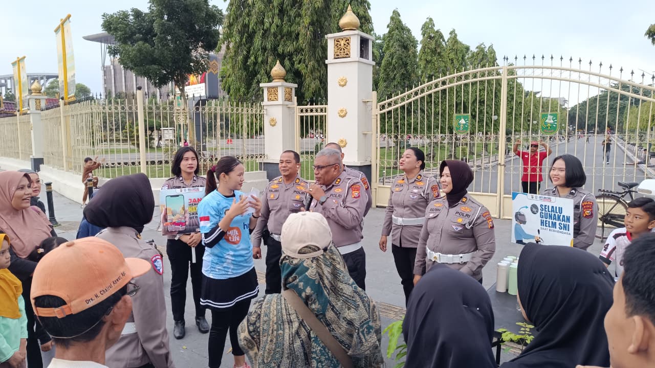 Ditlantas Polda Riau Perkuat Budaya Tertib Berlalu Lintas dan Peduli Lingkungan di CFD Pekanbaru
