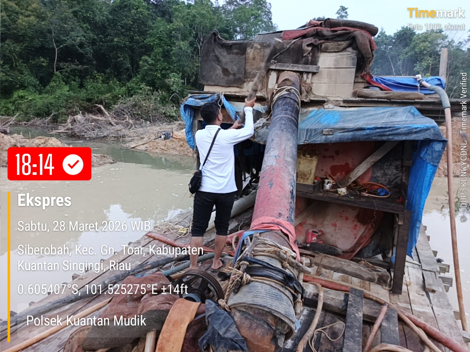 Polsek Kuantan Mudik Tertibkan Aktivitas PETI di Gunung Toar