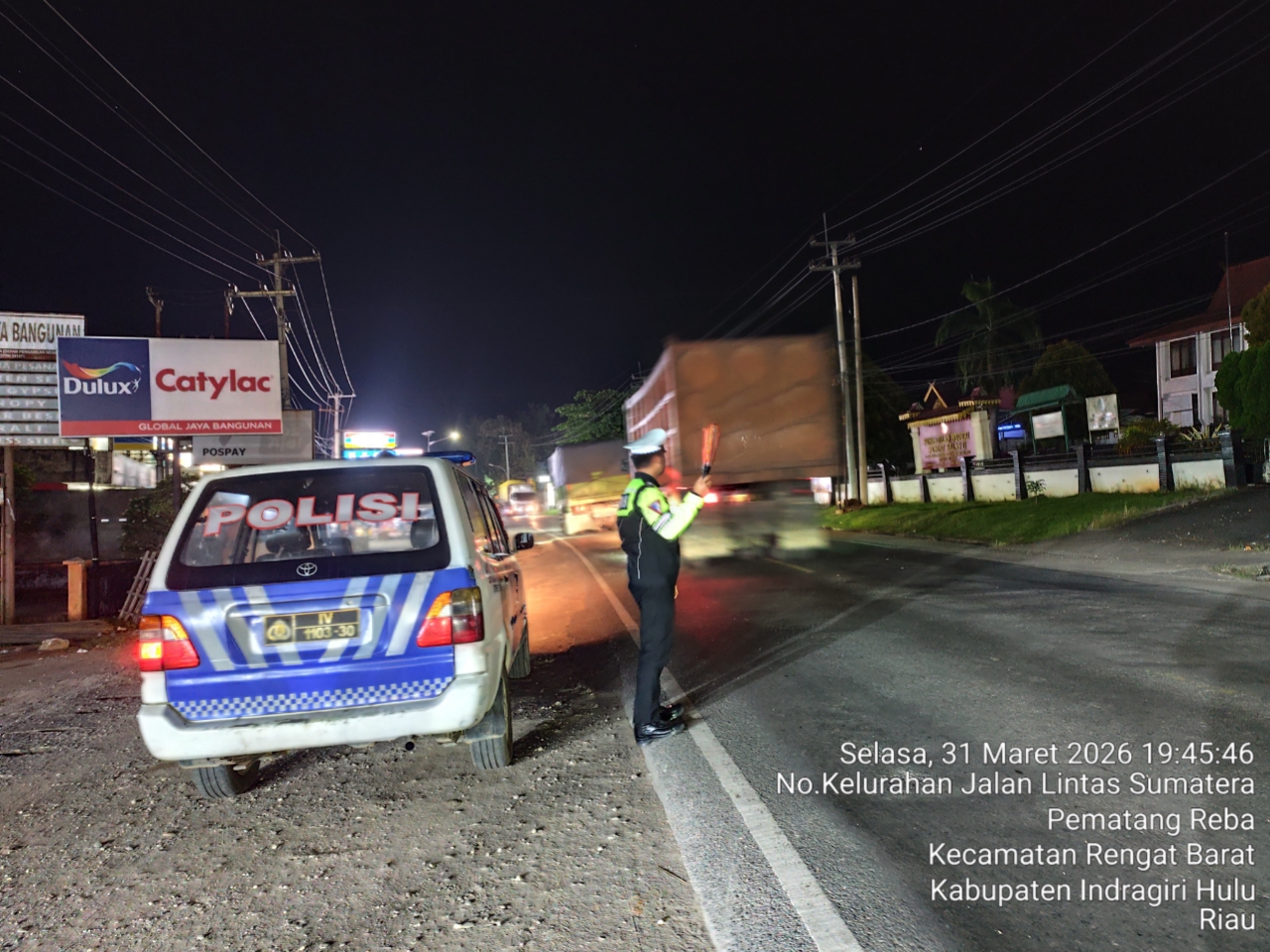 Patroli Blue Light Polres Inhu Intensifkan Pengamanan Malam, Tim Sigap 110 Hadir Ciptakan Kamseltibcarlantas