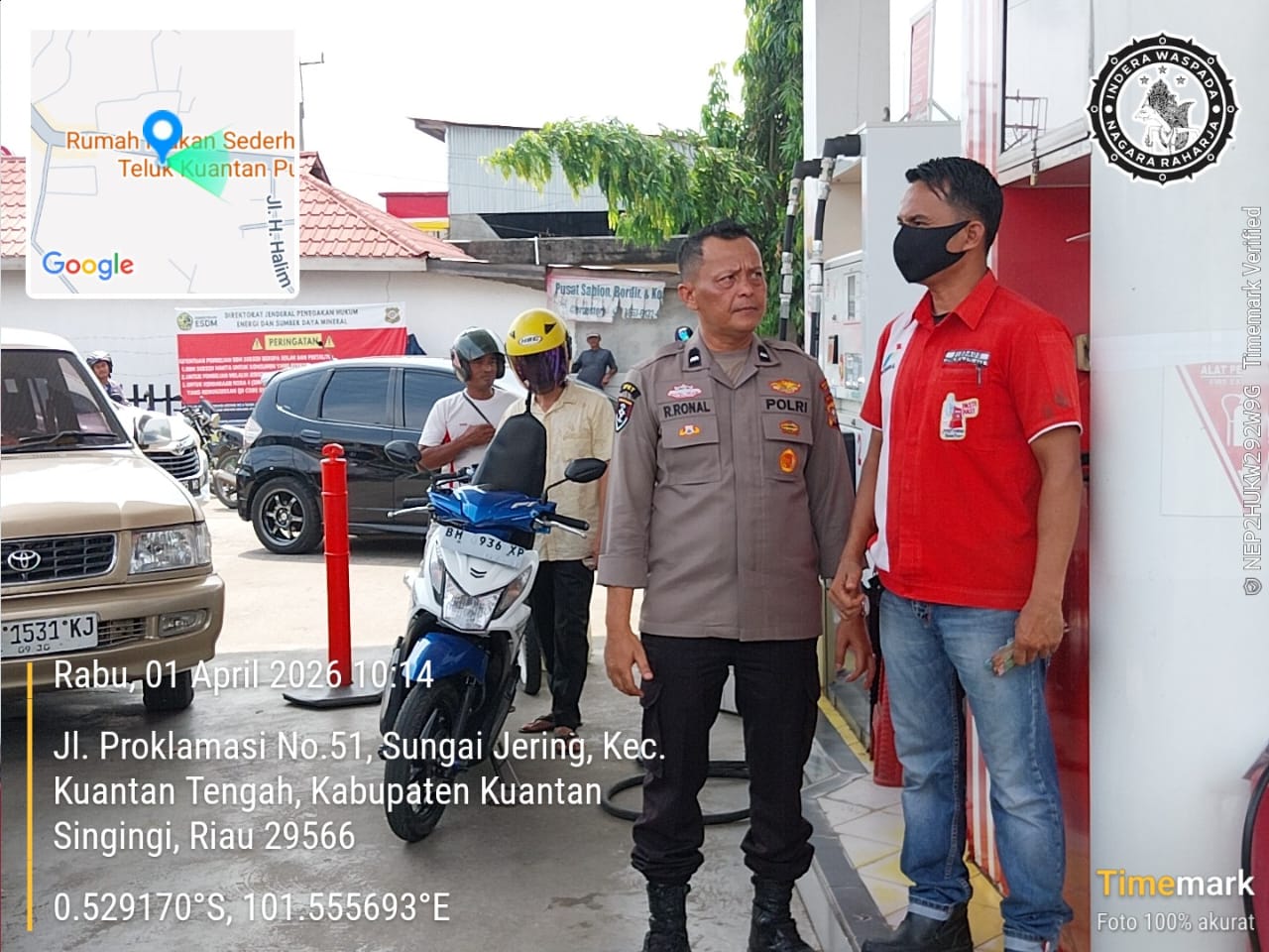 Polsek Kuantan Tengah Intensifkan Patroli di SPBU Sungai Jering, Antisipasi Kemacetan dan Penyalahgunaan BBM