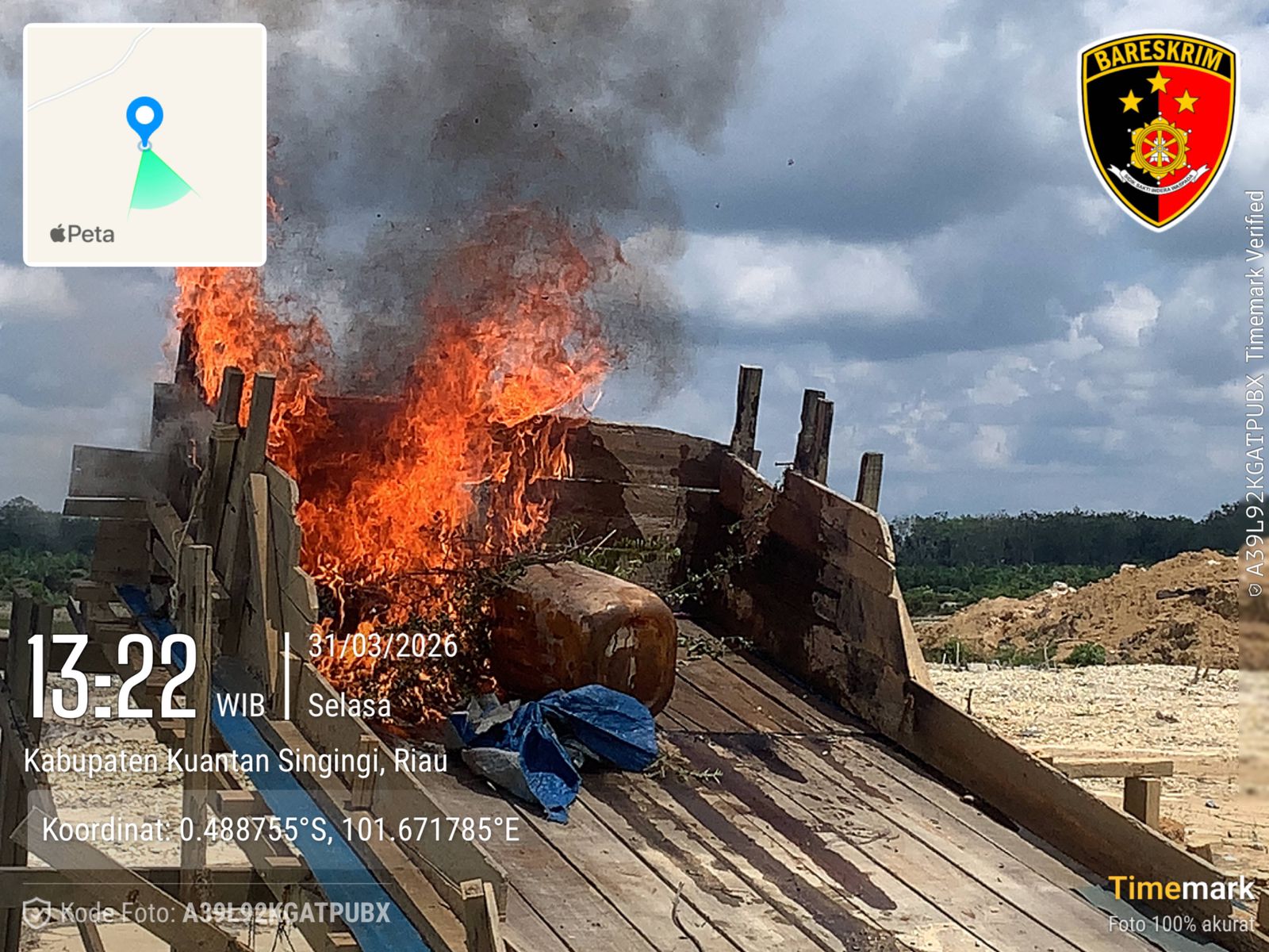 Polsek Benai Musnahkan Rakit PETI di Gunung Kesiangan