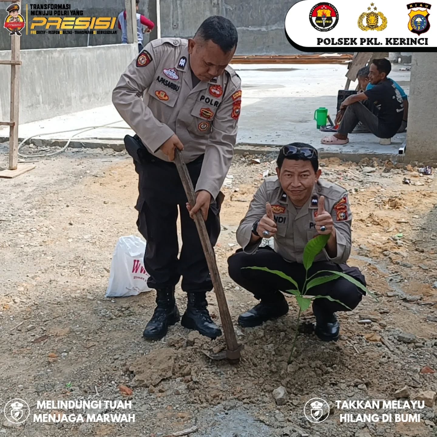 Polsek Pangkalan Kerinci Tanam Bibit Pohon, Dukung Program Penghijauan Kapolda Riau