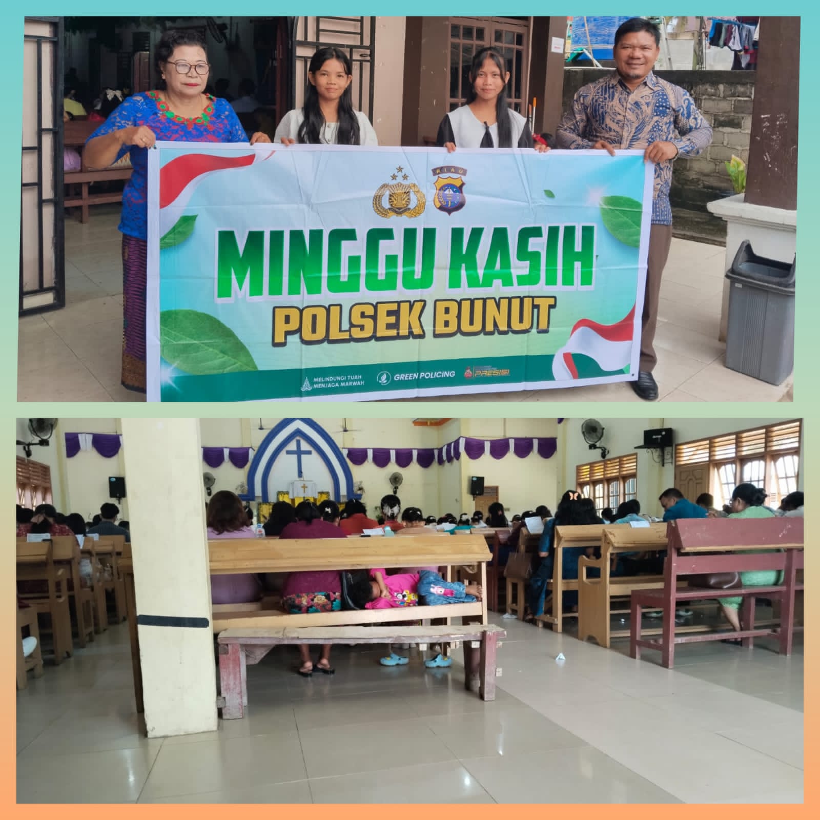 Polisi Pangkalan Lesung Hadiri Ibadah Minggu Kasih, Ajak Warga Jaga Kamtibmas