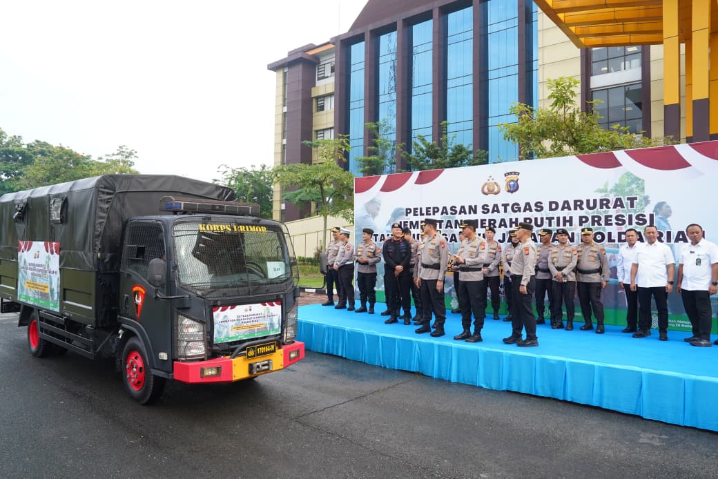 Polda Riau Berangkatkan Satgas Darurat Jembatan Merah Putih Presisi Tahap II, Amankan 83 Proyek Infrastruktur