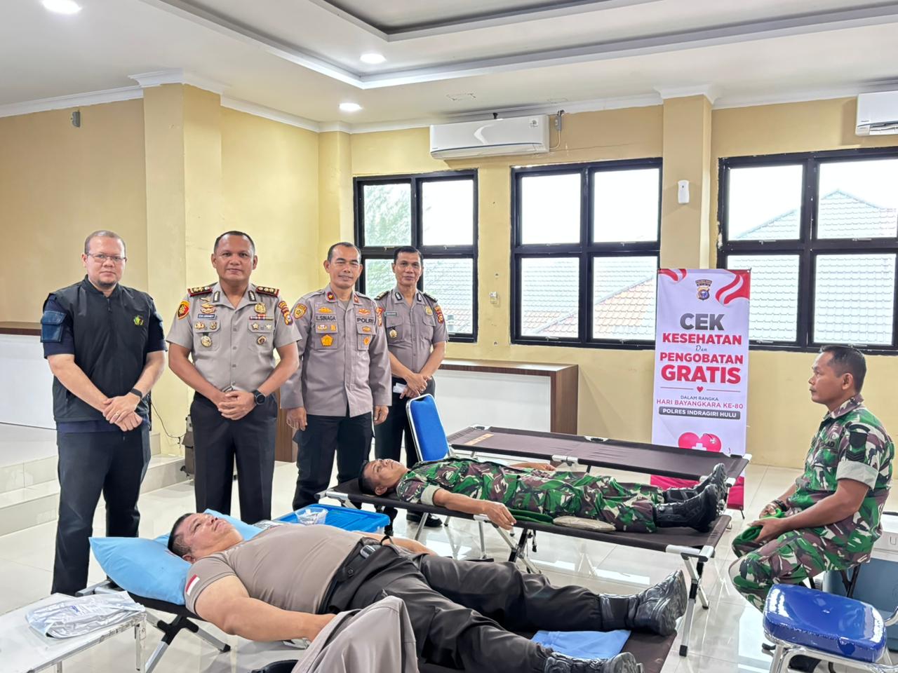 Polres Inhu Gelar Bhakti Kesehatan Dalam Rangka Hari Bhayangkara Ke-80