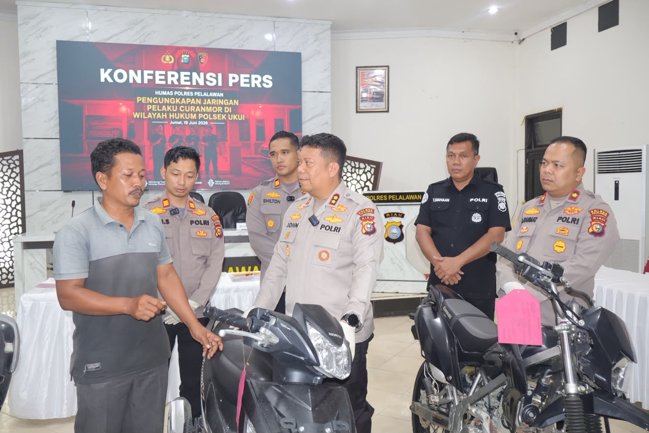 Polres Pelalawan Gelar Konferensi Pers tentang Curanmor di wilayah Polsek Ukui