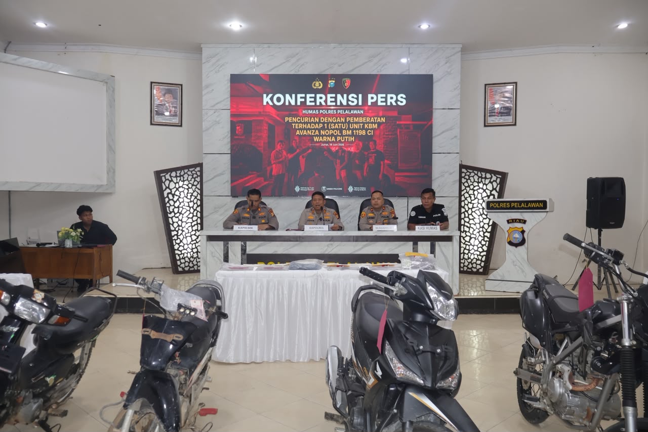 Polres Pelalawan Gelar Konferensi Pers tentang Curanmor di wilayah Polsek Ukui