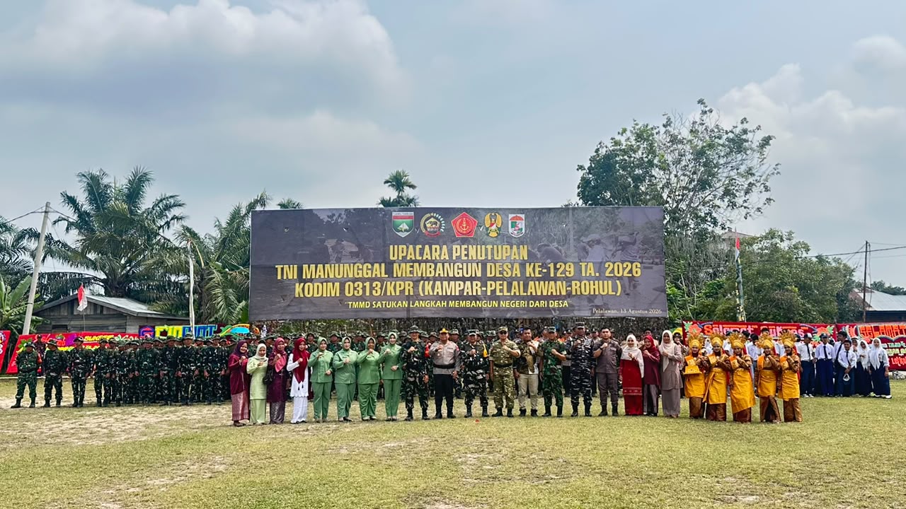 Kasdam XIX/TT  Pimpin Penutupan TMMD Ke-129 di Desa Pangkalan Terap Teluk Meranti