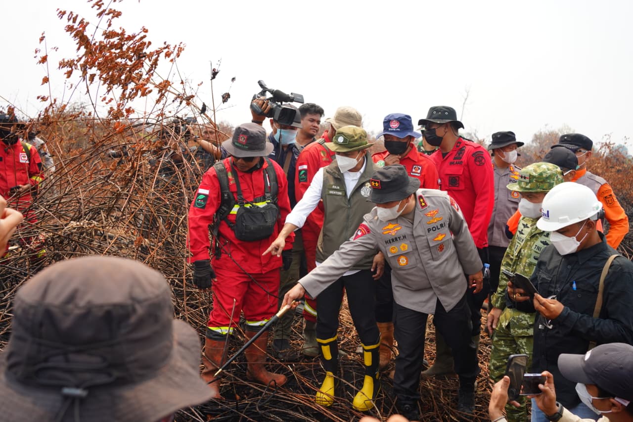 Menteri Kehutanan Tinjau Karhutla di Pelalawan, Salurkan Dukungan Kesehatan dan Trauma Healing bagi Warga