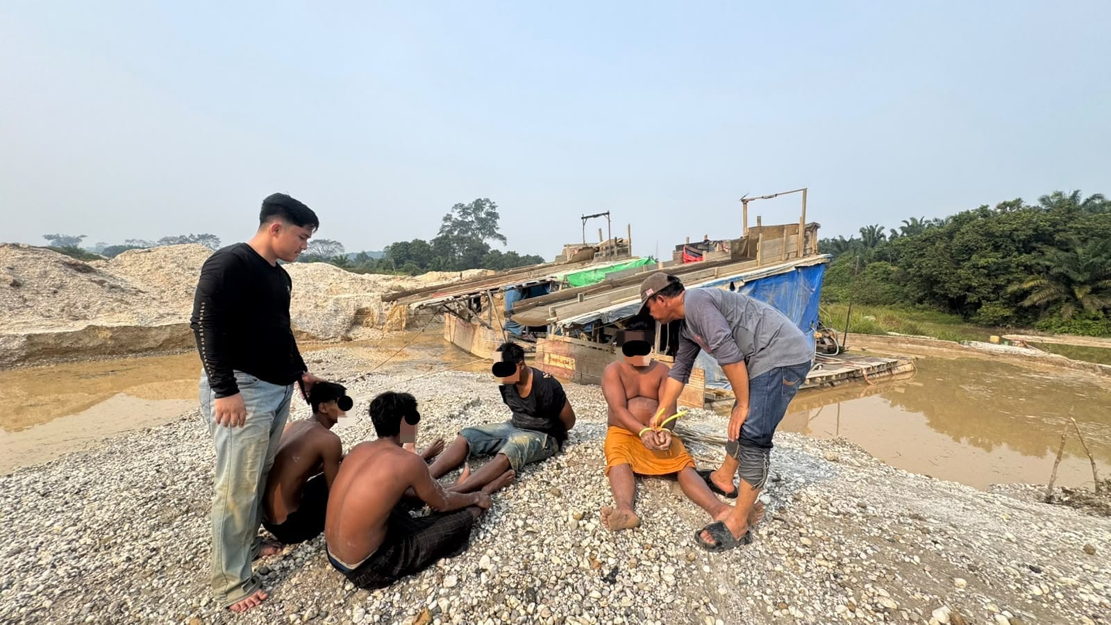 Polres Kuansing Amankan Empat Terduga Pelaku PETI di Areal KUD Sungai Paku