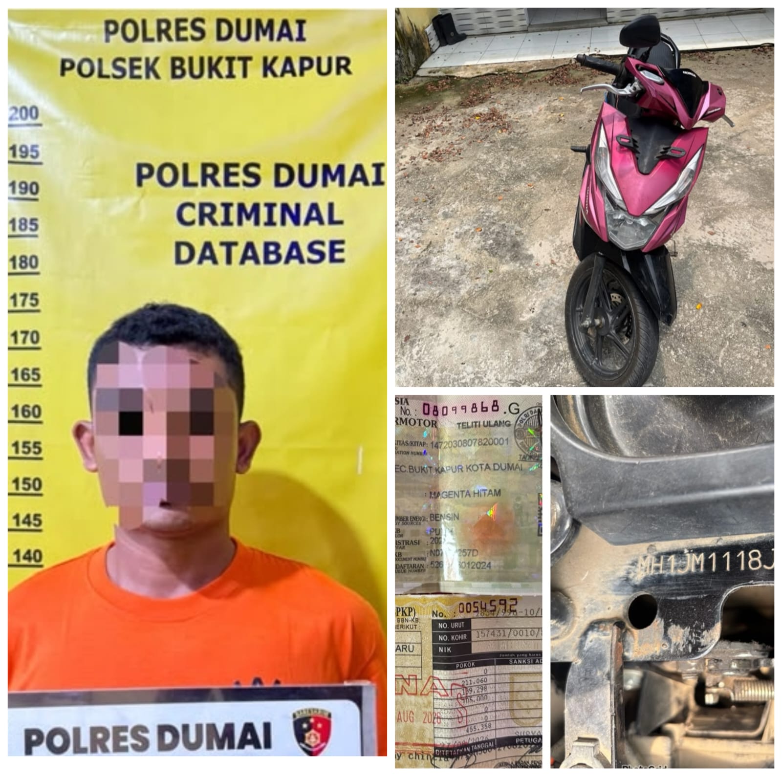 Polsek Bukit Kapur Ungkap Kasus Curanmor, Satu Tersangka Diamankan
