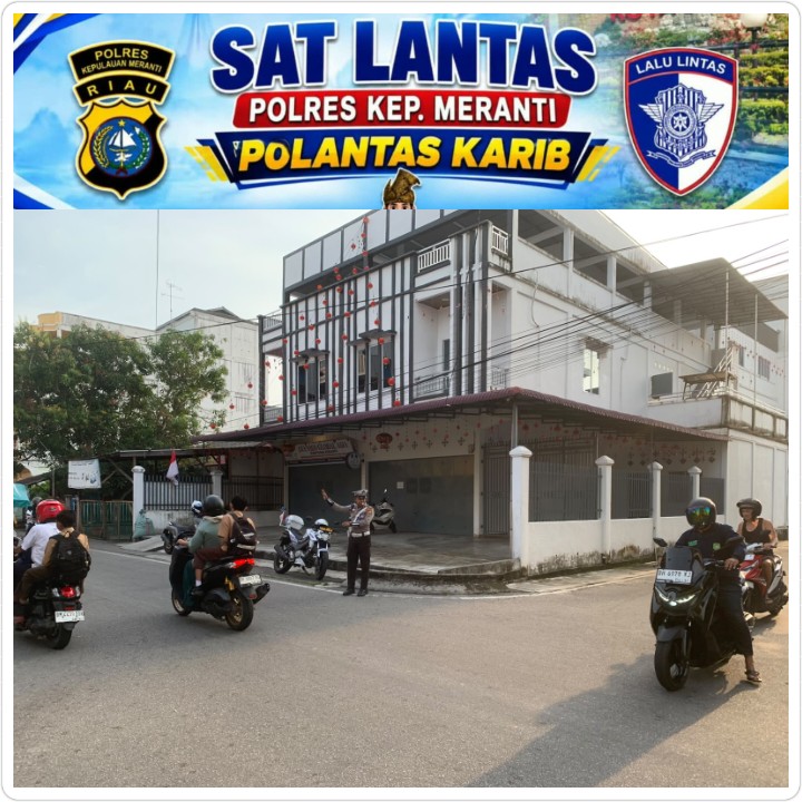 SATLANTAS POLRES KEP. MERANTI GELAR STRONG POINT PAGI, PASTIKAN ARUS LALU LINTAS LANCAR