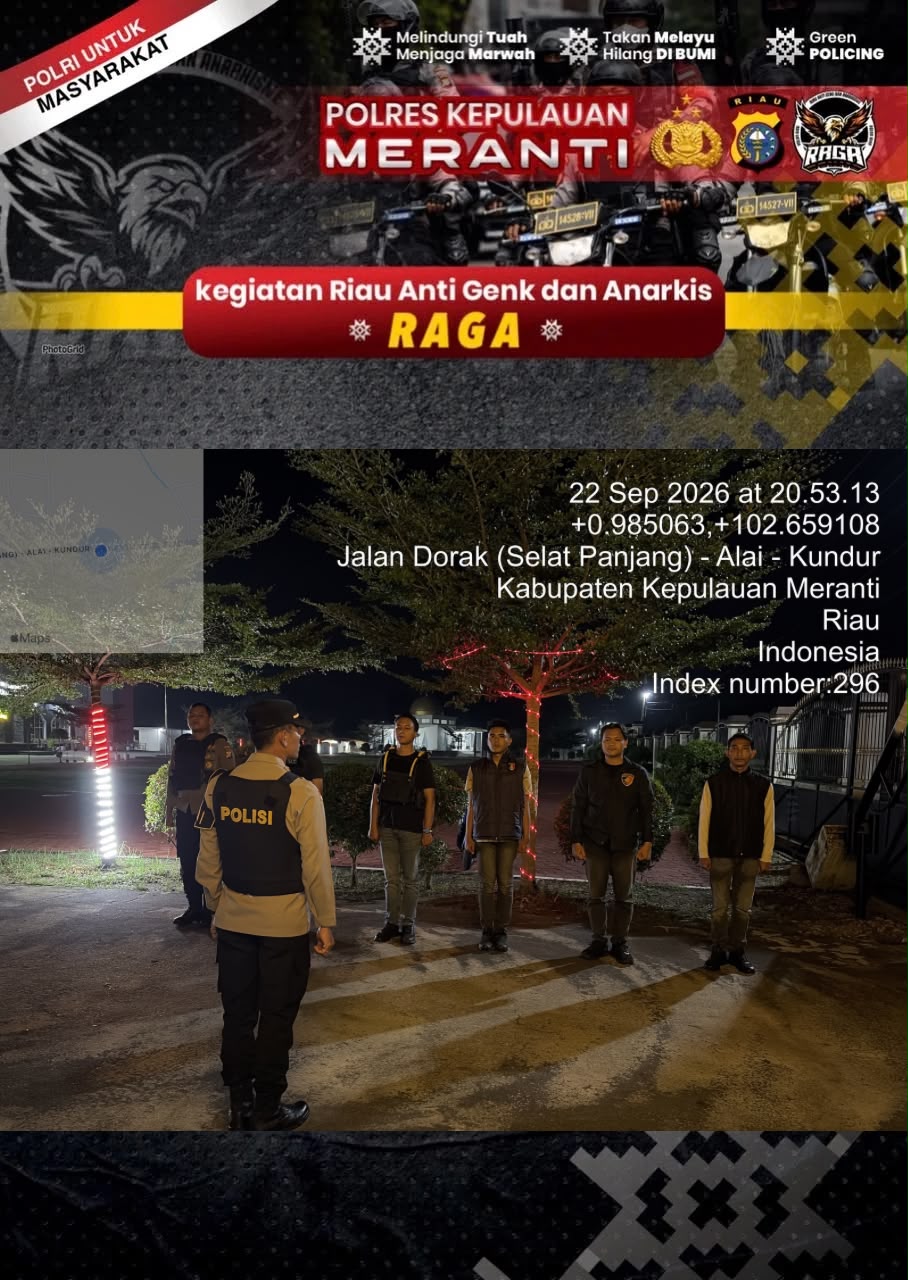 TIM RAGA POLRES KEP. MERANTI PATROLI ANTISIPASI PREMANISME DAN GENG MOTOR DI SEJUMLAH RUAS JALAN