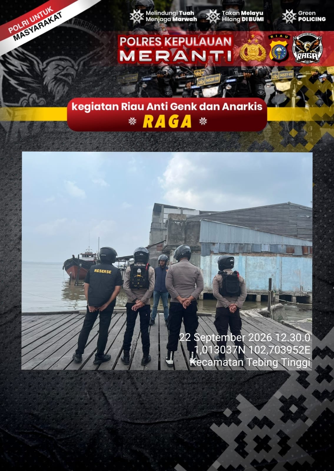 TIM RAGA POLRES KEP. MERANTI GELAR PATROLI SIANG, ANTISIPASI PREMANISME DAN GANGGUAN KAMTIBMAS