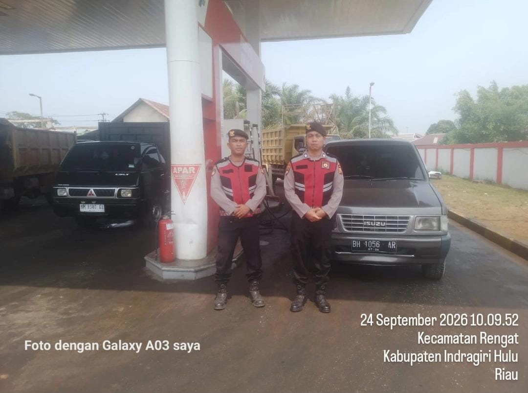 Patroli SPBU Rengat, Polres Inhu Pastikan Situasi Aman dan Redam Kekhawatiran Kelangkaan BBM
