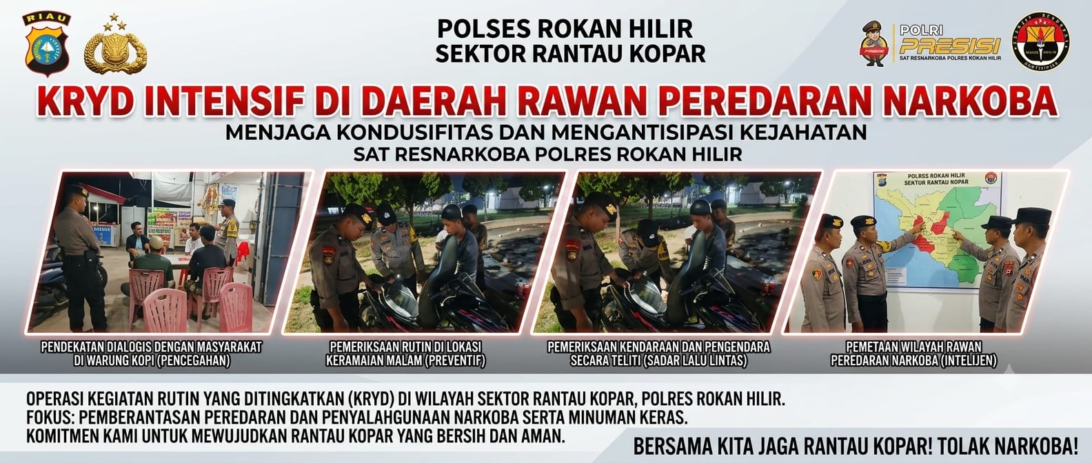 KRYD Polsek Rantau Kopar Sasar Titik Rawan, Jaga Kamtibmas Tetap Kondusif