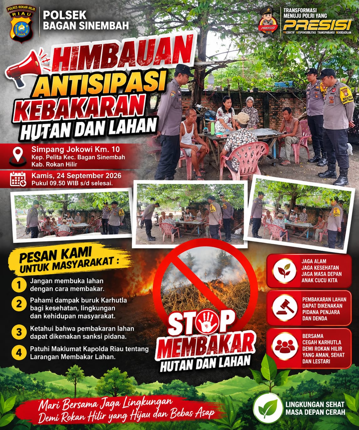 Polsek Rimba Melintang kembali menggelar Kegiatan Rutin yang Ditingkatkan (KRYD) dengan menyasar daerah rawan tindak kriminalitas di wilayah hukumnya