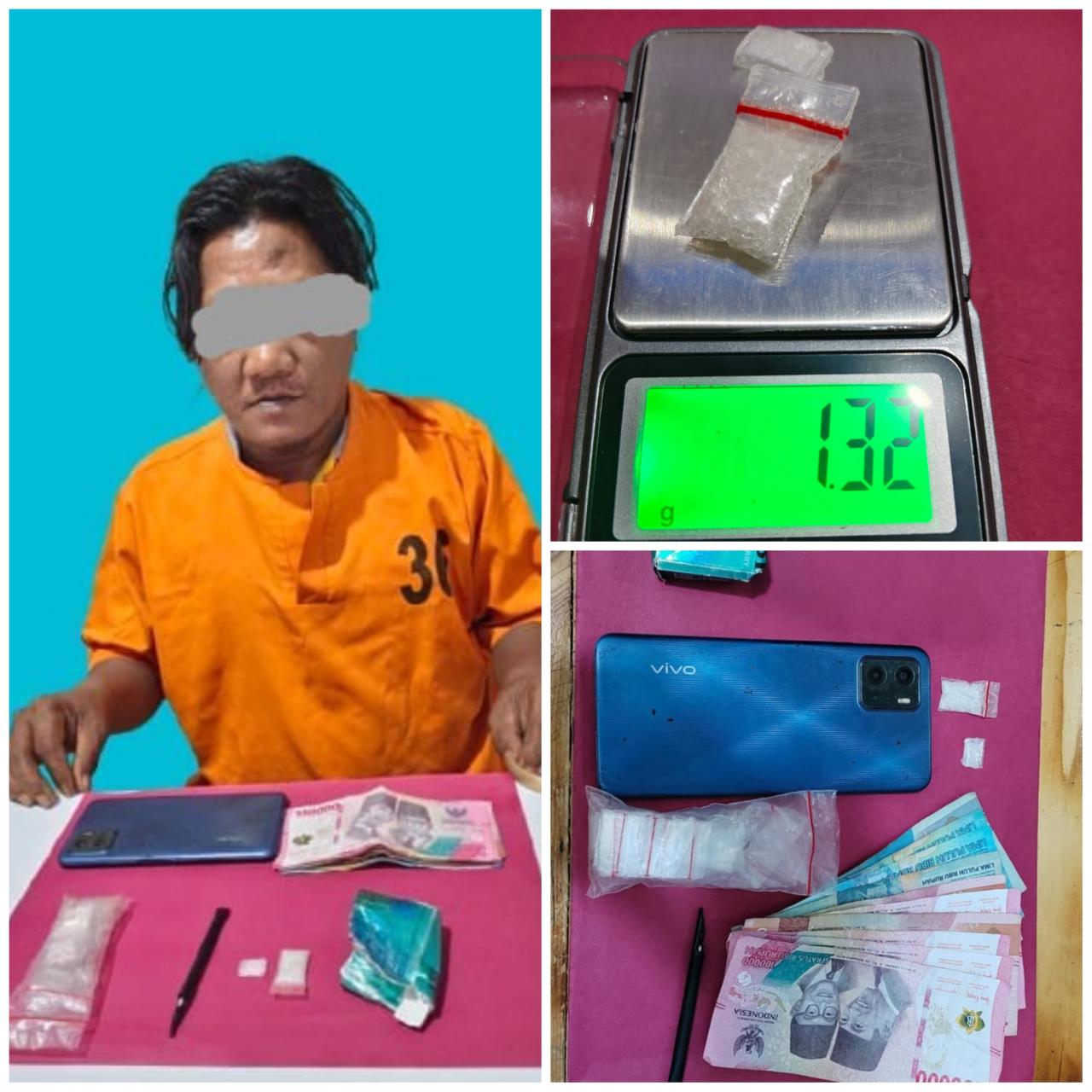 Satresnarkoba Polres Pelalawan Bekukan Pengedar Sabu 1,32 Gram di Ukui