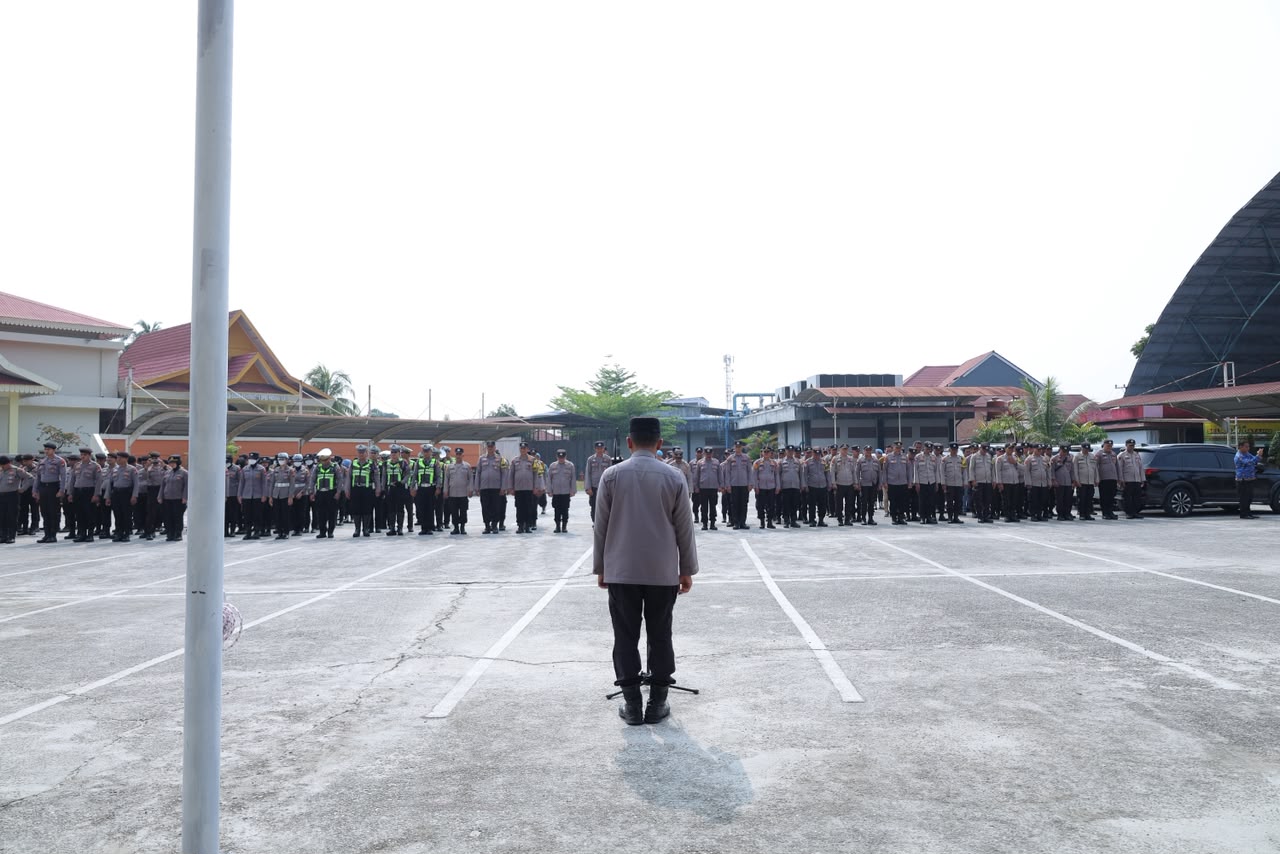 Polresta Pekanbaru Laksanakan Apel Pengamanan Unjuk Rasa