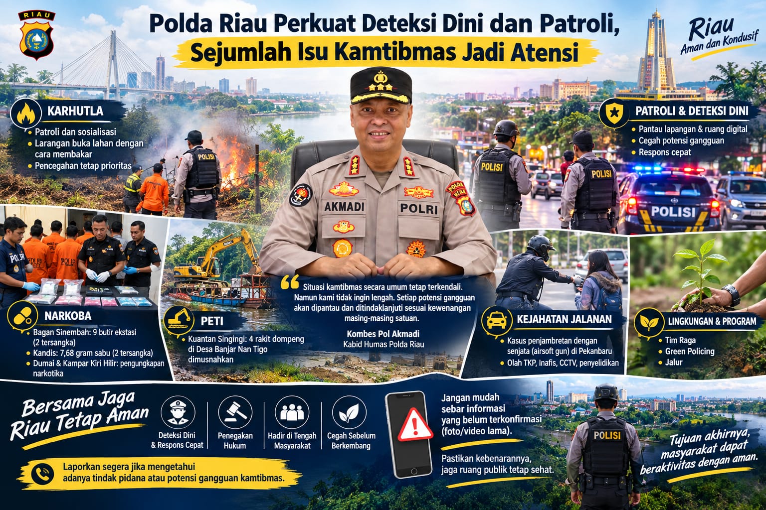 Polda Riau Perkuat Deteksi Dini dan Patroli, Sejumlah Isu Kamtibmas Jadi Atensi