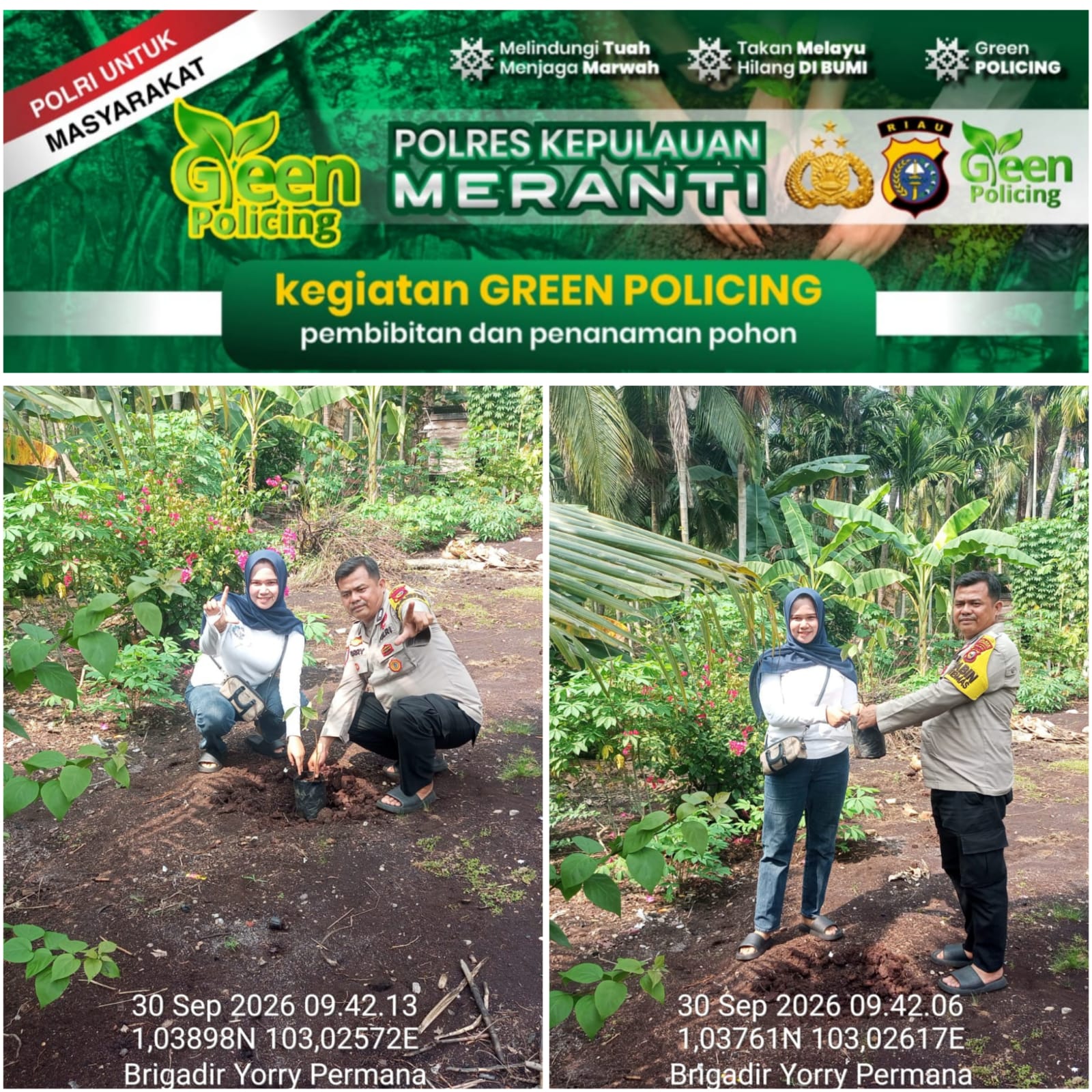 Green Policing Polres Kepulauan Meranti: 41 Kegiatan, 47 Pohon untuk Lingkungan yang Lebih Hijau