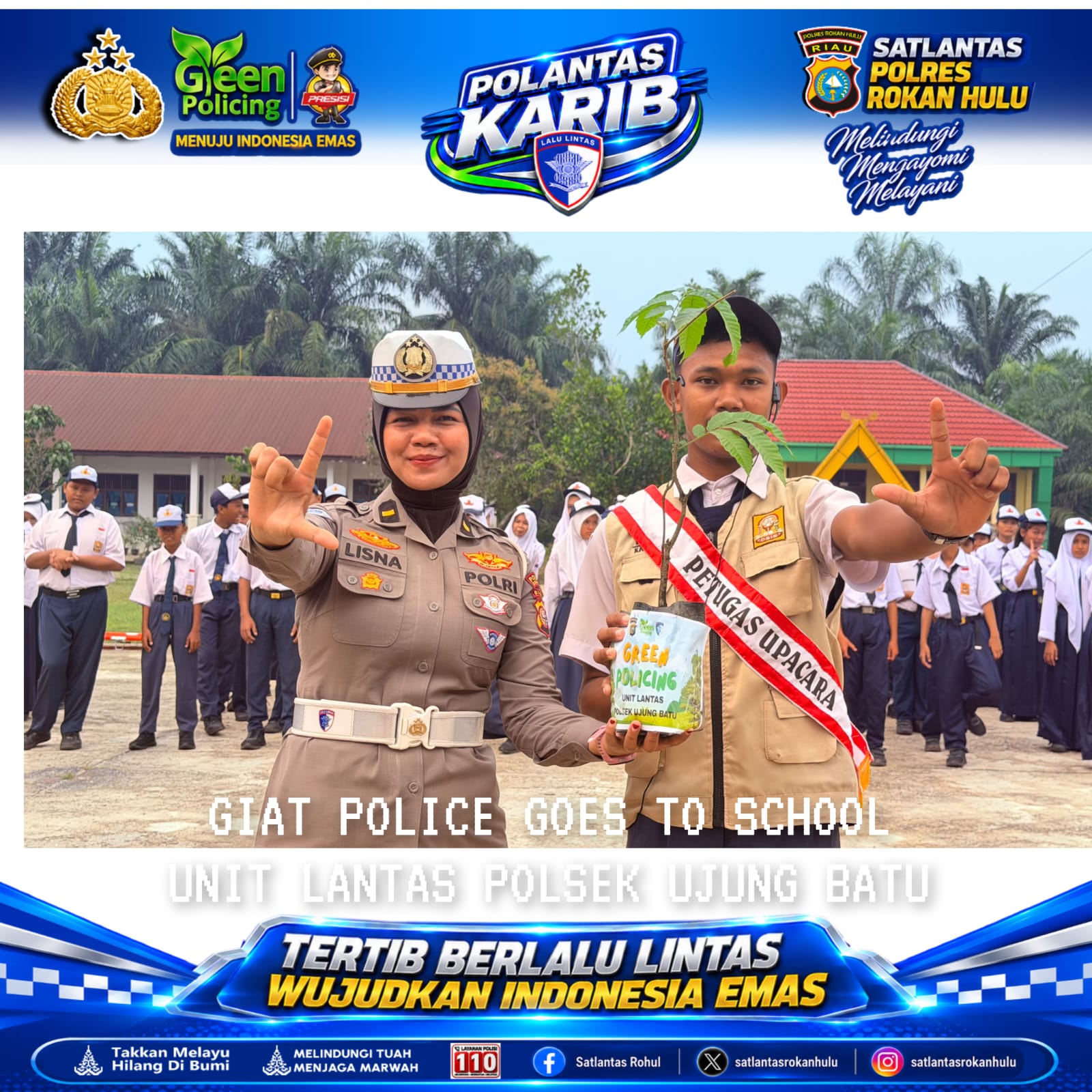 oes to School, Polsek Ujung Batu Edukasi Siswa SMPN 1 tentang Green Policing, Bahaya Narkoba Hingga Karhutla