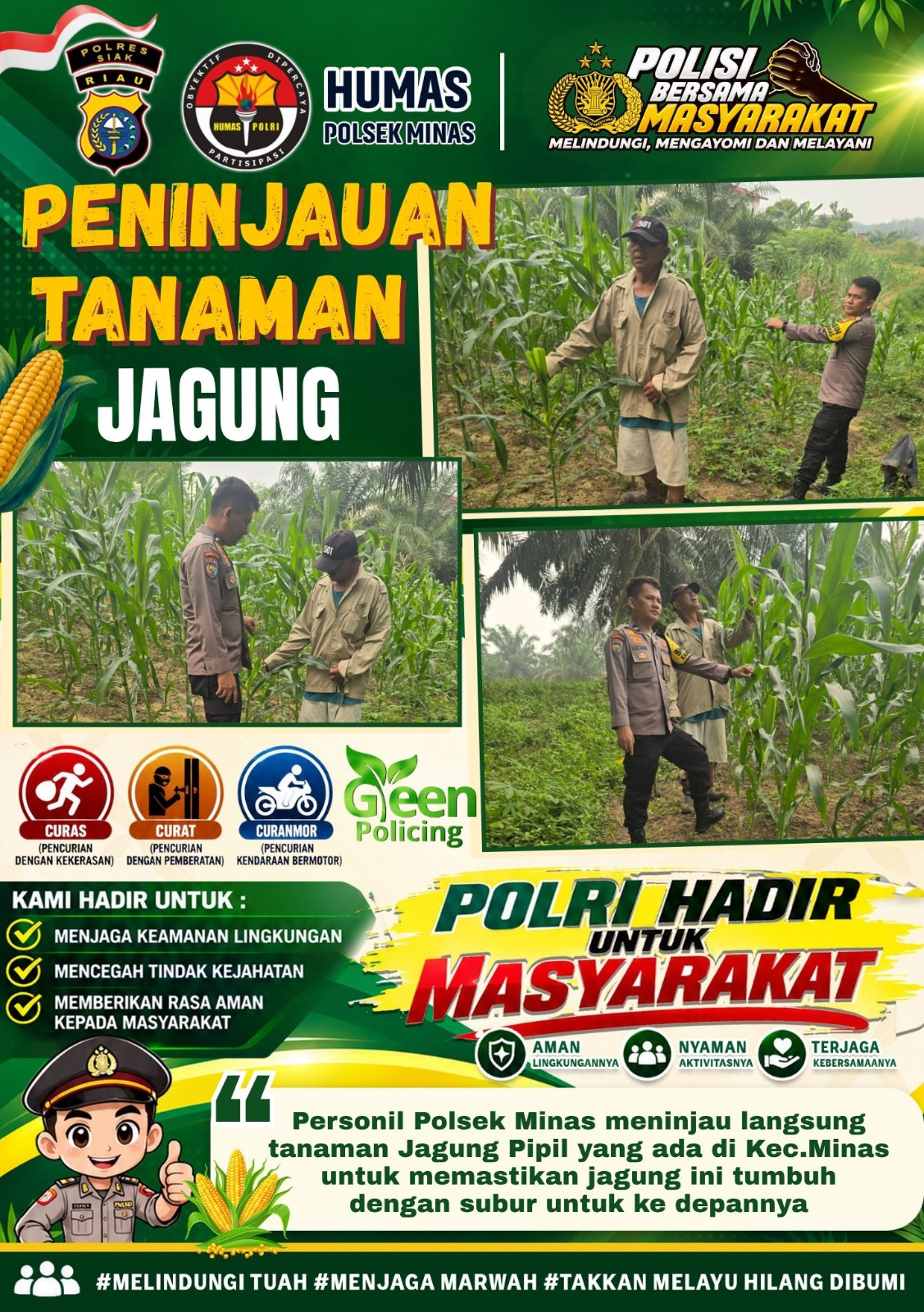 Polsek Minas Laksanakan Penanaman Jagung untuk Mendukung Program Ketahanan Pangan Nasional
