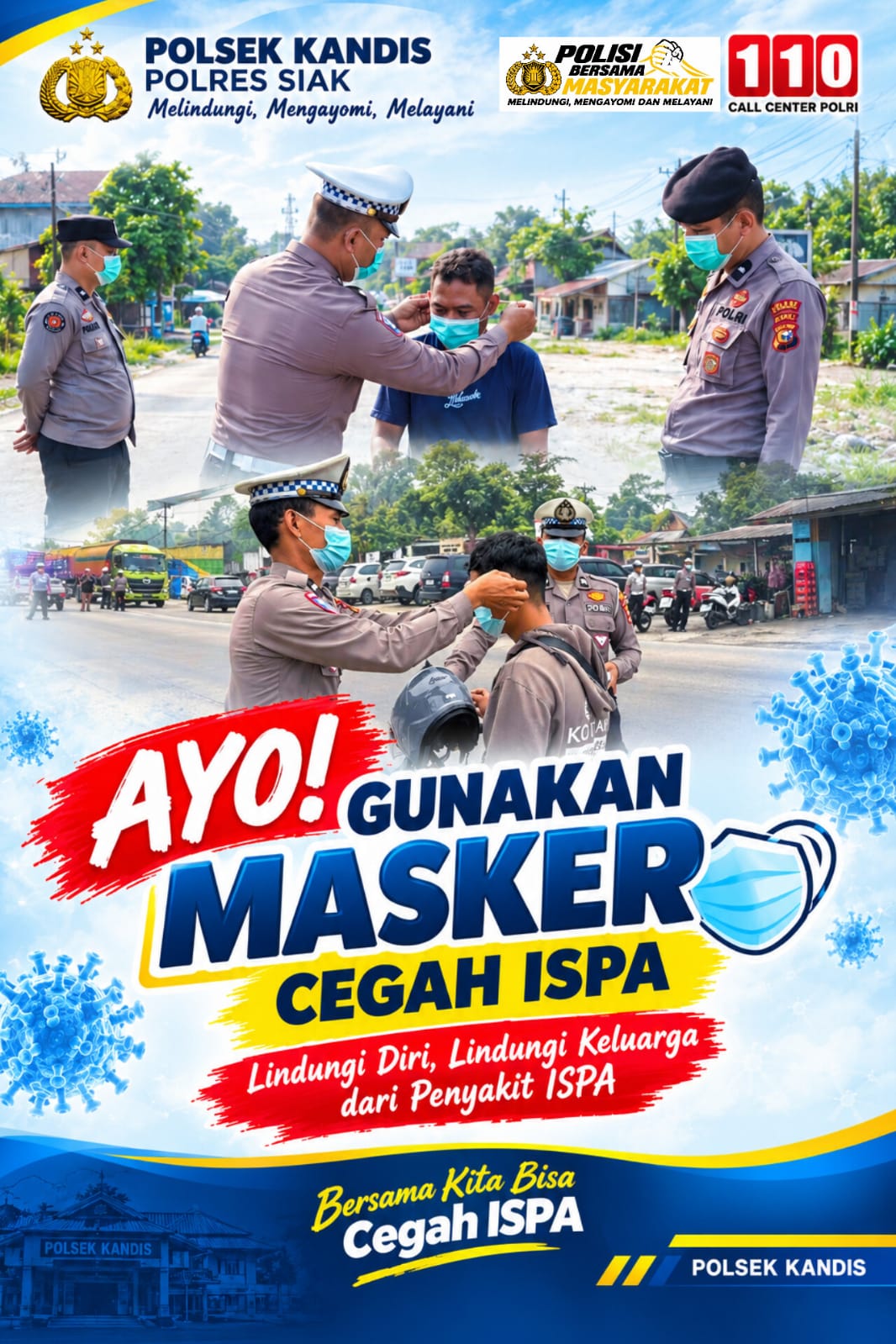 Polsek Kandis Ajak Masyarakat Gunakan Masker untuk Menjaga Kesehatan dan Mencegah Gangguan Pernapasan