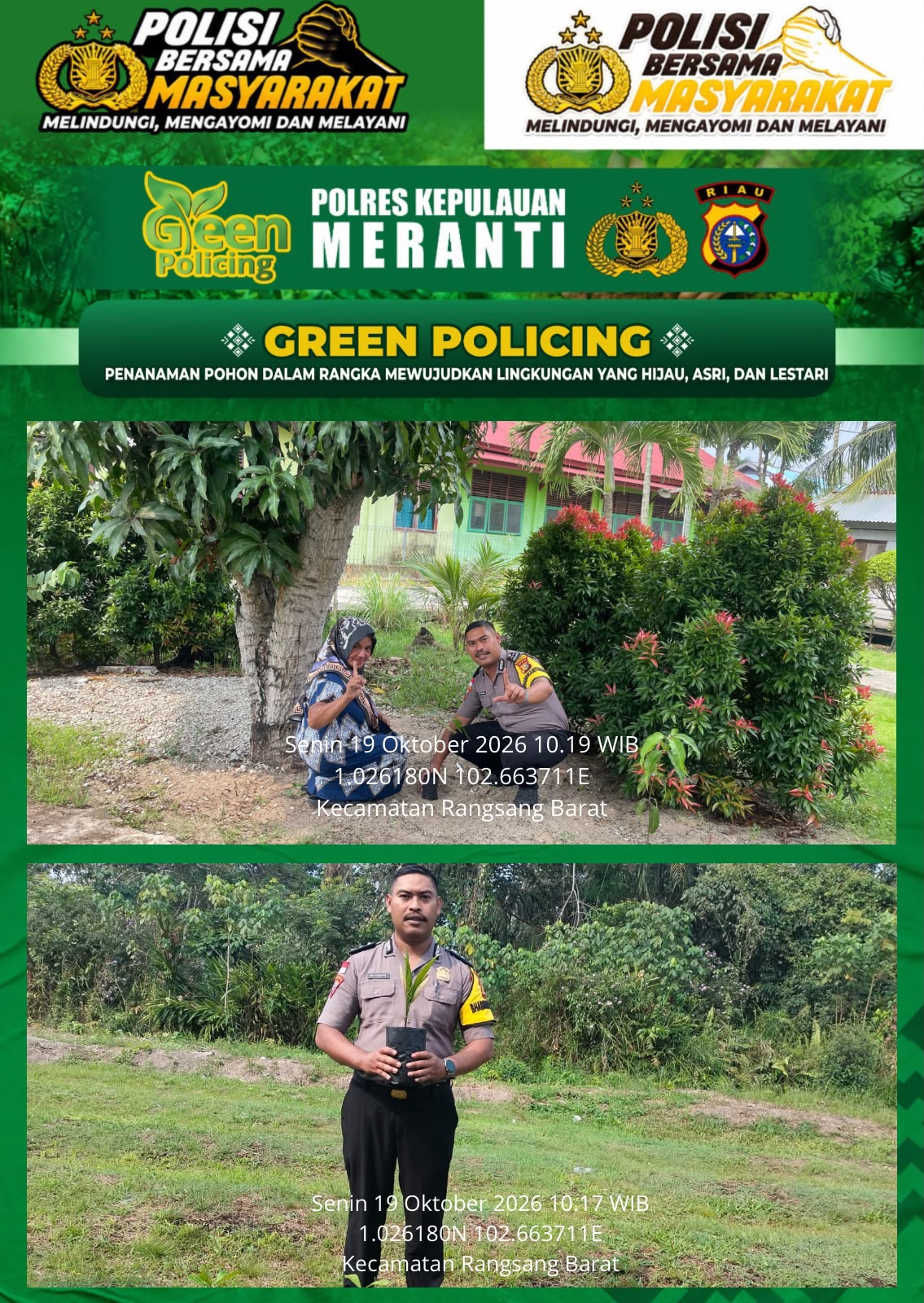 Dukung Pelestarian Lingkungan, Polres Kepulauan Meranti Tanam 401 Pohon melalui Program Green Policing