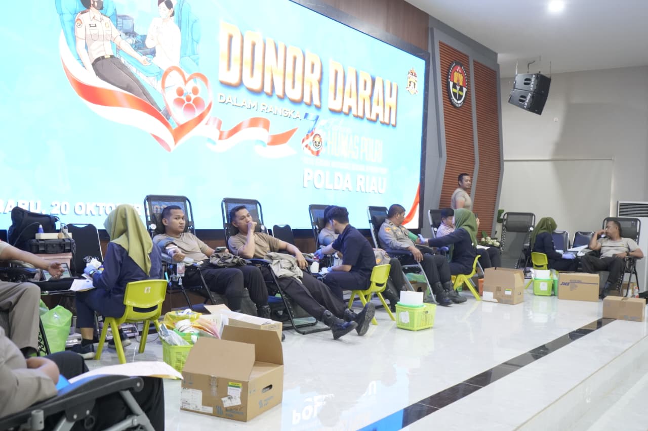 Peringati HUT ke-75 Humas Polri, Polda Riau Gelar Donor Darah sebagai Wujud Kepedulian Sosial